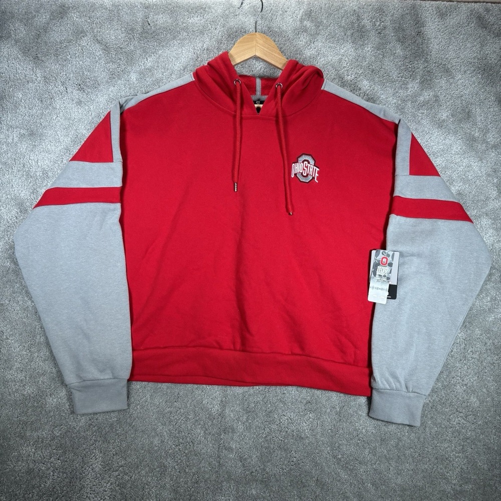 Ohio State Buckeyes Hoodie Sweatshirt Women XL Red Fleece Boxy Colosseum NWT